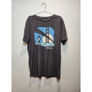 Marine Layer Mens Graphic Tee San Francisco Golden Gate Bridge Surfer Gray Large